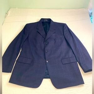 Evan Picone Men's Blue Suit Jacket Lambs Wool Tailored for Hechts 46L Office